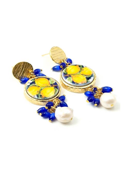 Earrings with ceramic lemons Capritaly gioielli | ORECCHINIFOGLIALIMONIGIALLO
